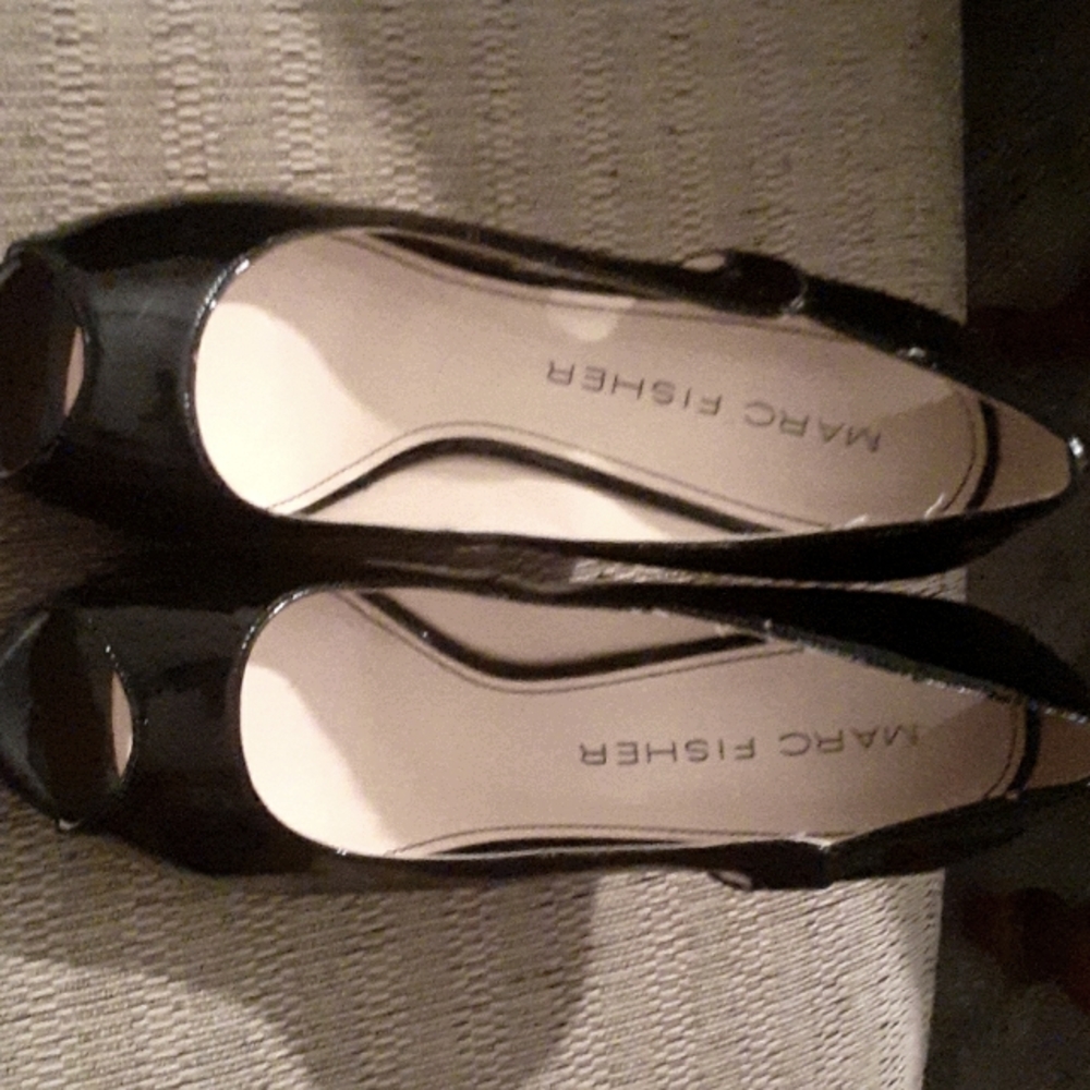 Marc Fisher patent leather peep toe shoes